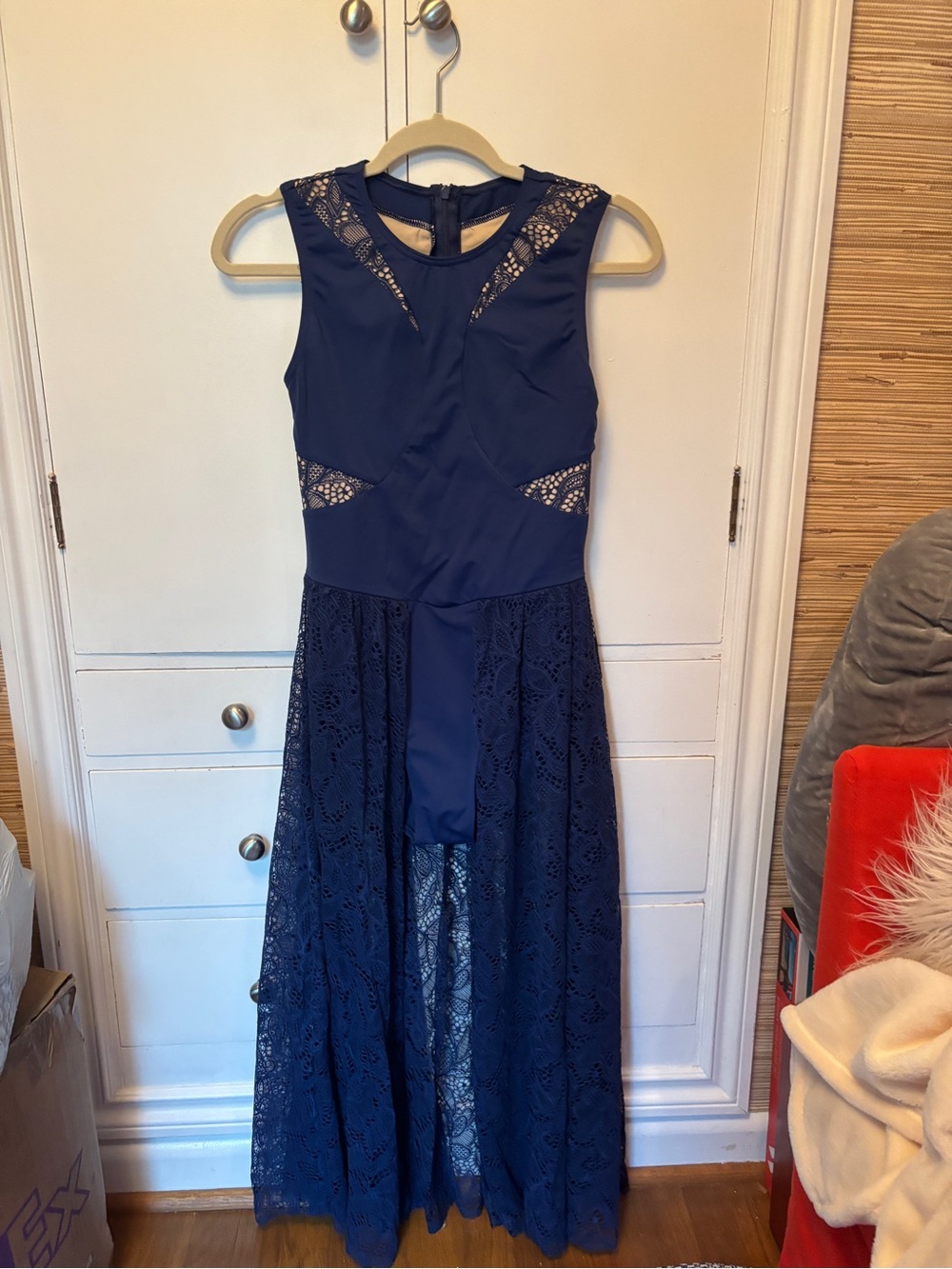 Navy Lace Leotard w/ Skirt Sleeveless Dance Costume